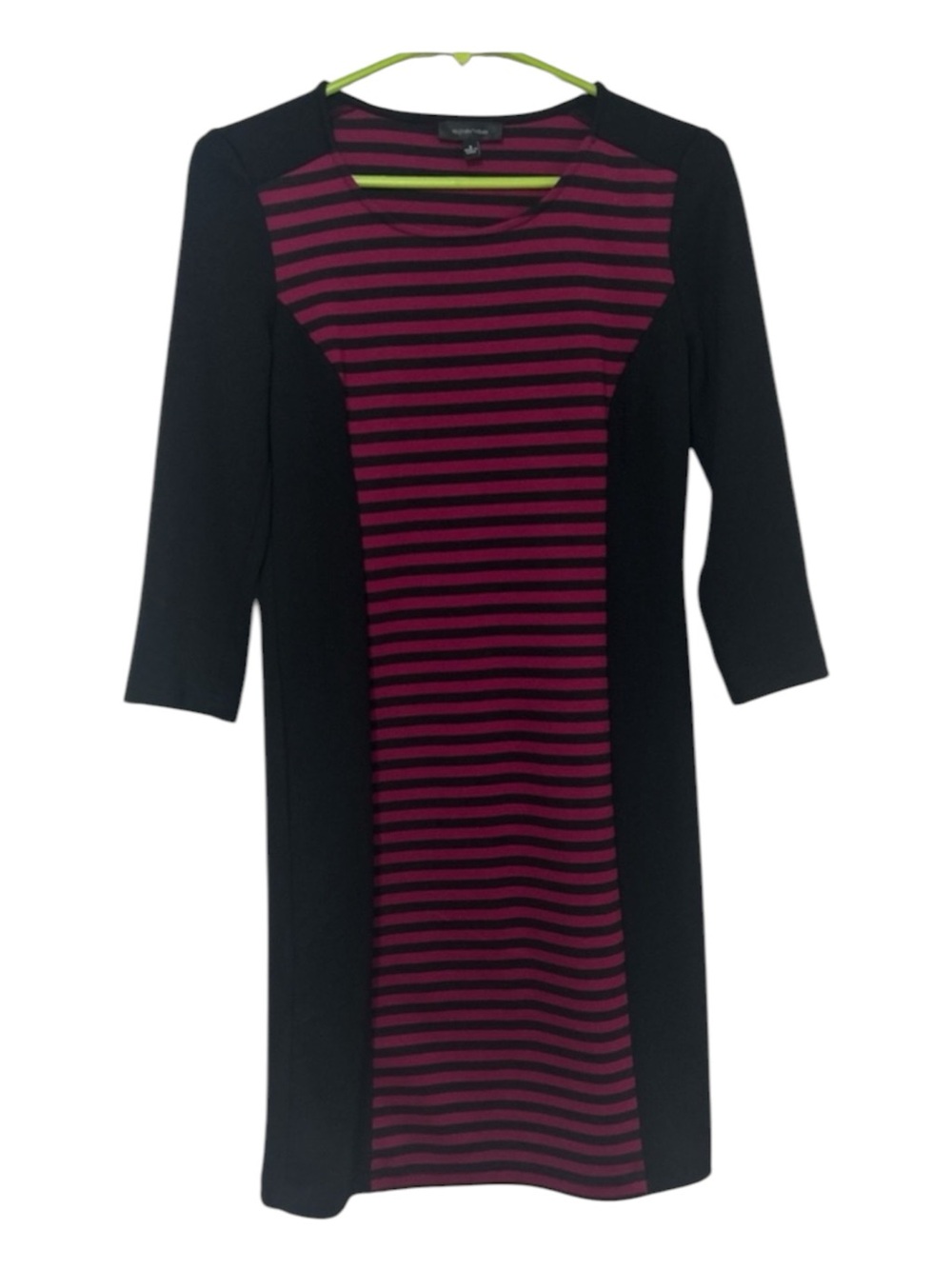 Spense Magenta Pink and Black Striped Optical Illusion Sheath Dress Size 4